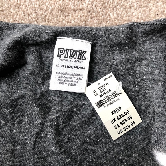 VS Pink Grey Logo Oversized Off The Shoulder Tunic Top Size XS - Picture 3 of 3